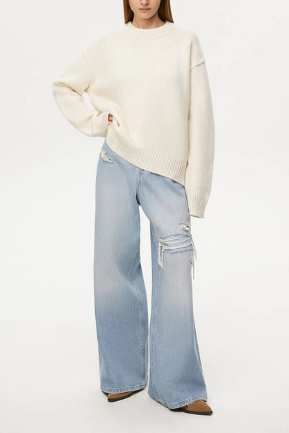 Round Neck Color Pullover Sweater