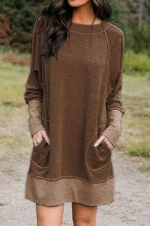 Maureen Pockets Cozy Autumun Sweatershirt Dress