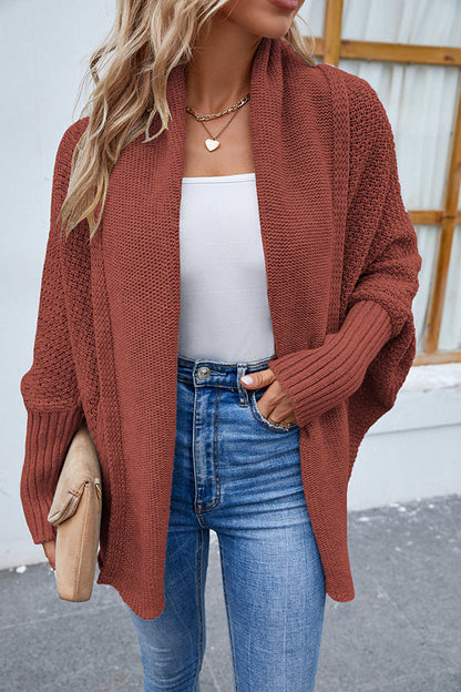 Color Dolman Sleeve Knitted Cardigan