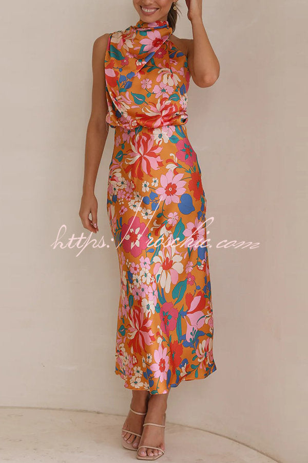 Fascinating Day Halter Neck Elastic Waist Maxi Dress