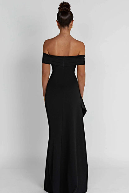 Lady Off Shoulder High Slit Maxi Dress