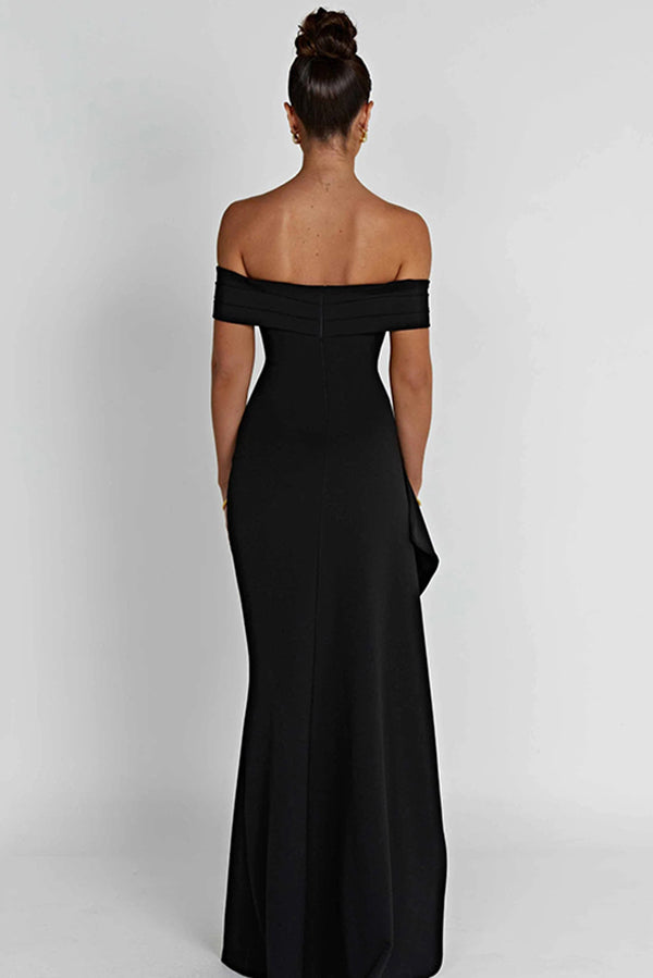 Lady Off Shoulder High Slit Maxi Dress