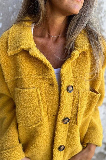 Lapel Single-breasted Pocket Polar Fleece Coat