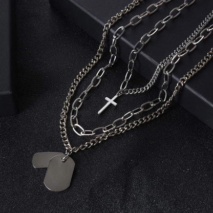 Minimalist Hip-hop Punk Cross Sweater Chain Necklace Set