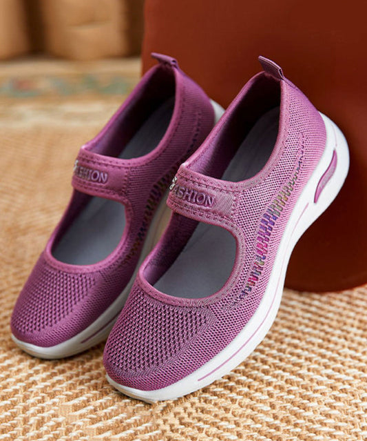 Purple Breathable Mesh Splicing Flat Shoes