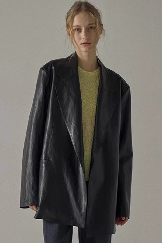 Oversized Pu Blazer Coat