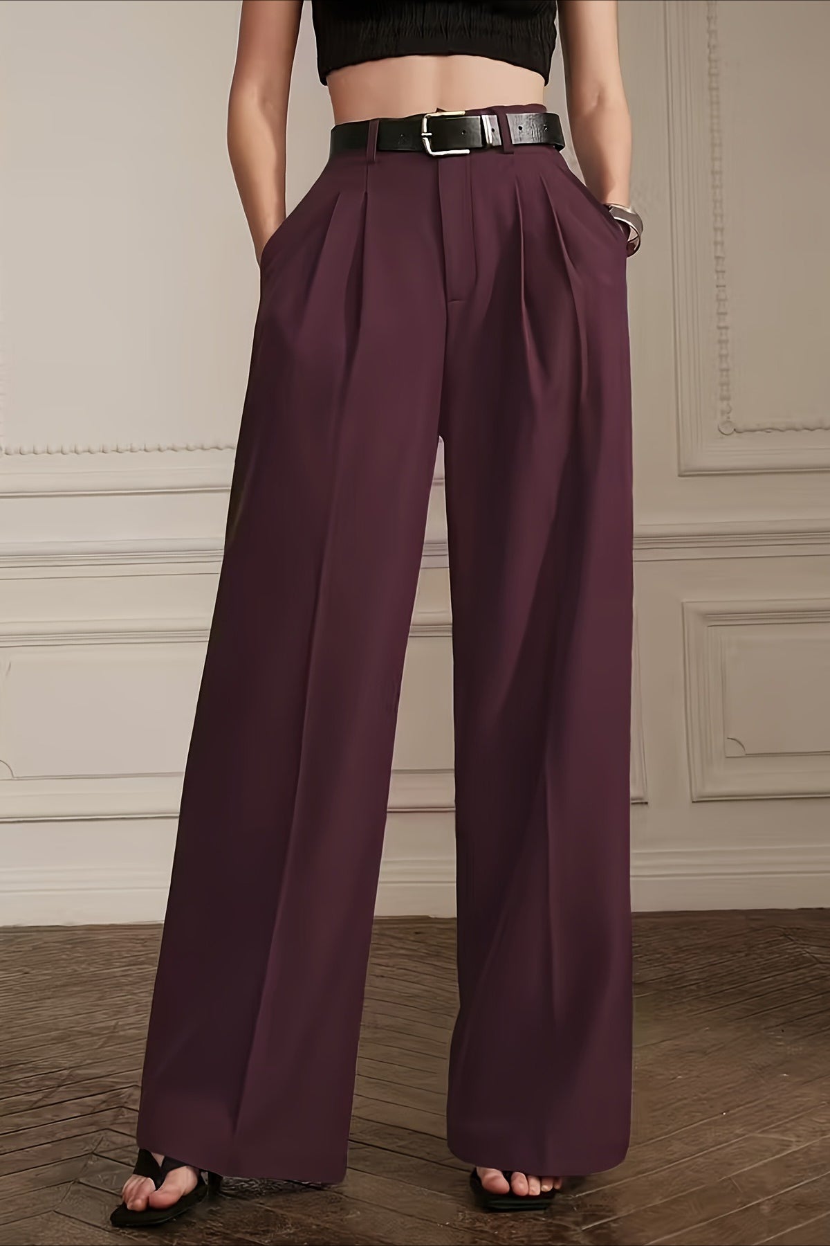 High Waist Pleated Wide Pants