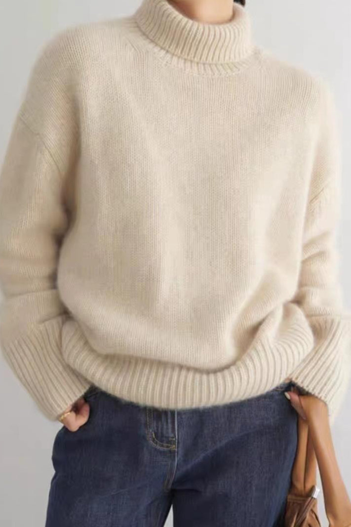 Minimalist Turtleneck Color Loose Fit Knit Sweater