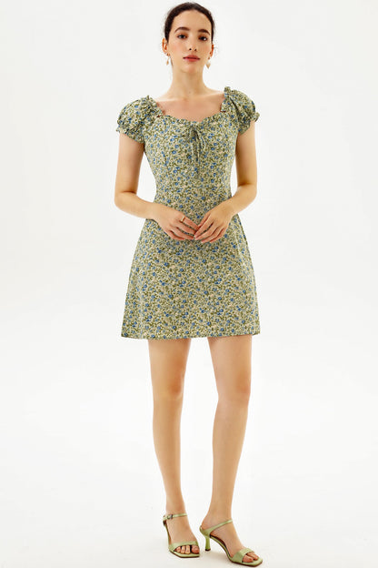 Short Sleeve U-neck Mini Dress