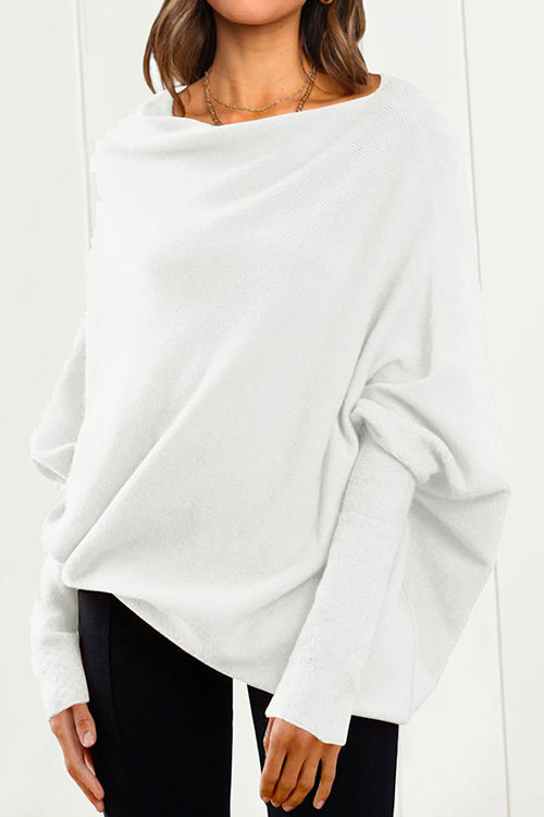 Moxidress Batwing Sleeves Slouchy Knit Sweater