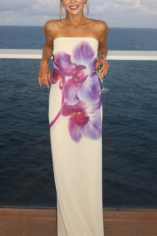 Moxidress Strapless Print Maxi Dress