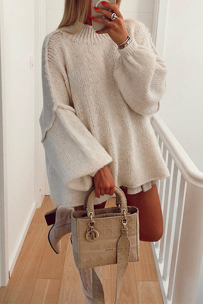 Drop Shoulder Plain Pullover Sweater