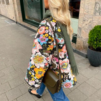 Bell Sleeves Ruffle Trim Fleece Lined Coat