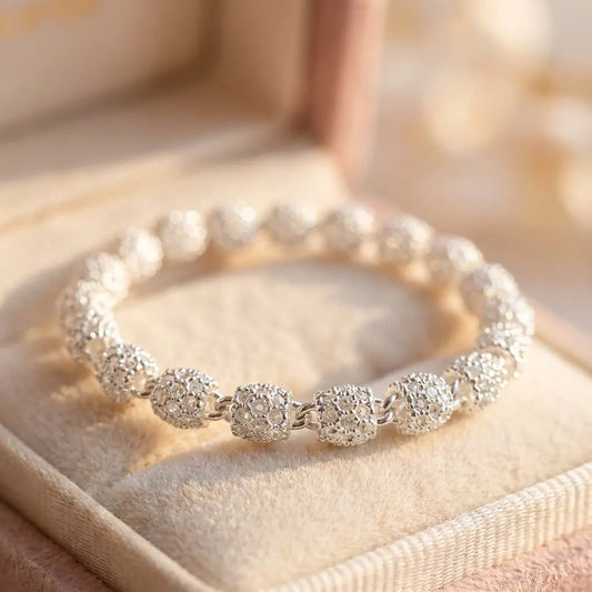 Silver Hollow Lantern Ball Charm Bracelet