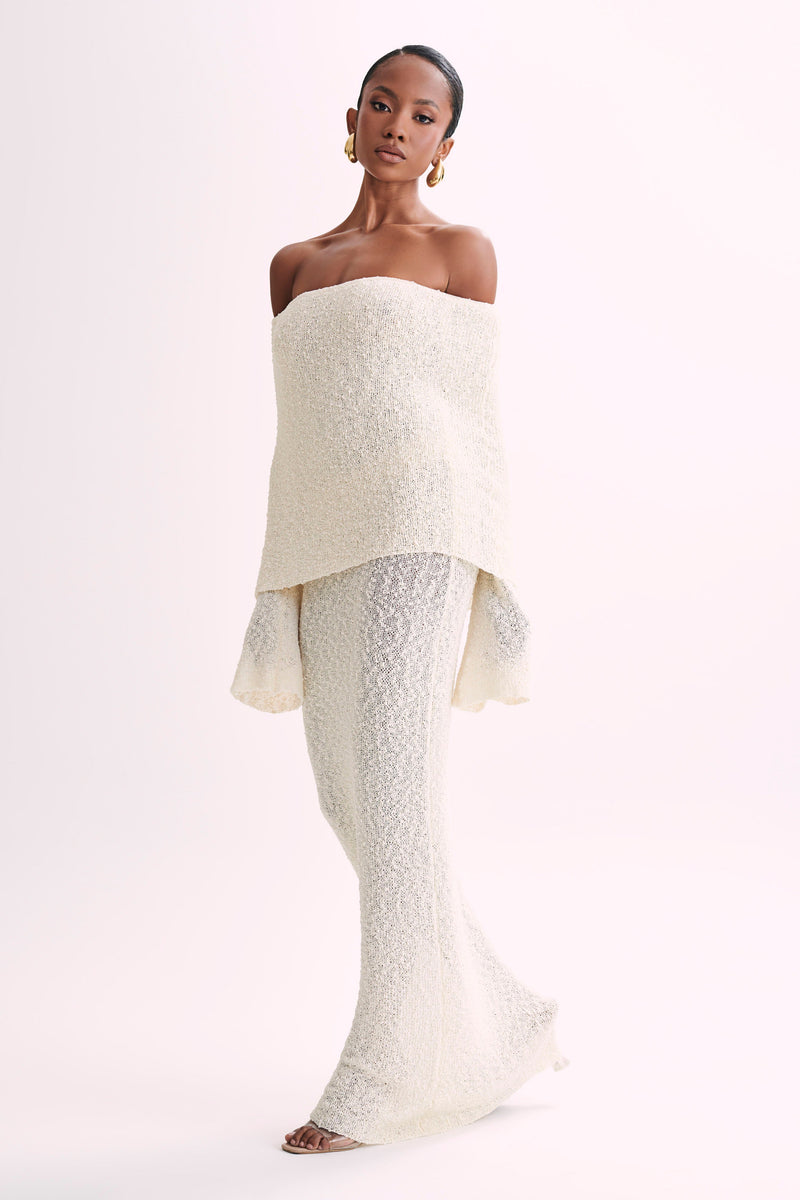 Isobella Off Shoulder Boucle Maxi Dress