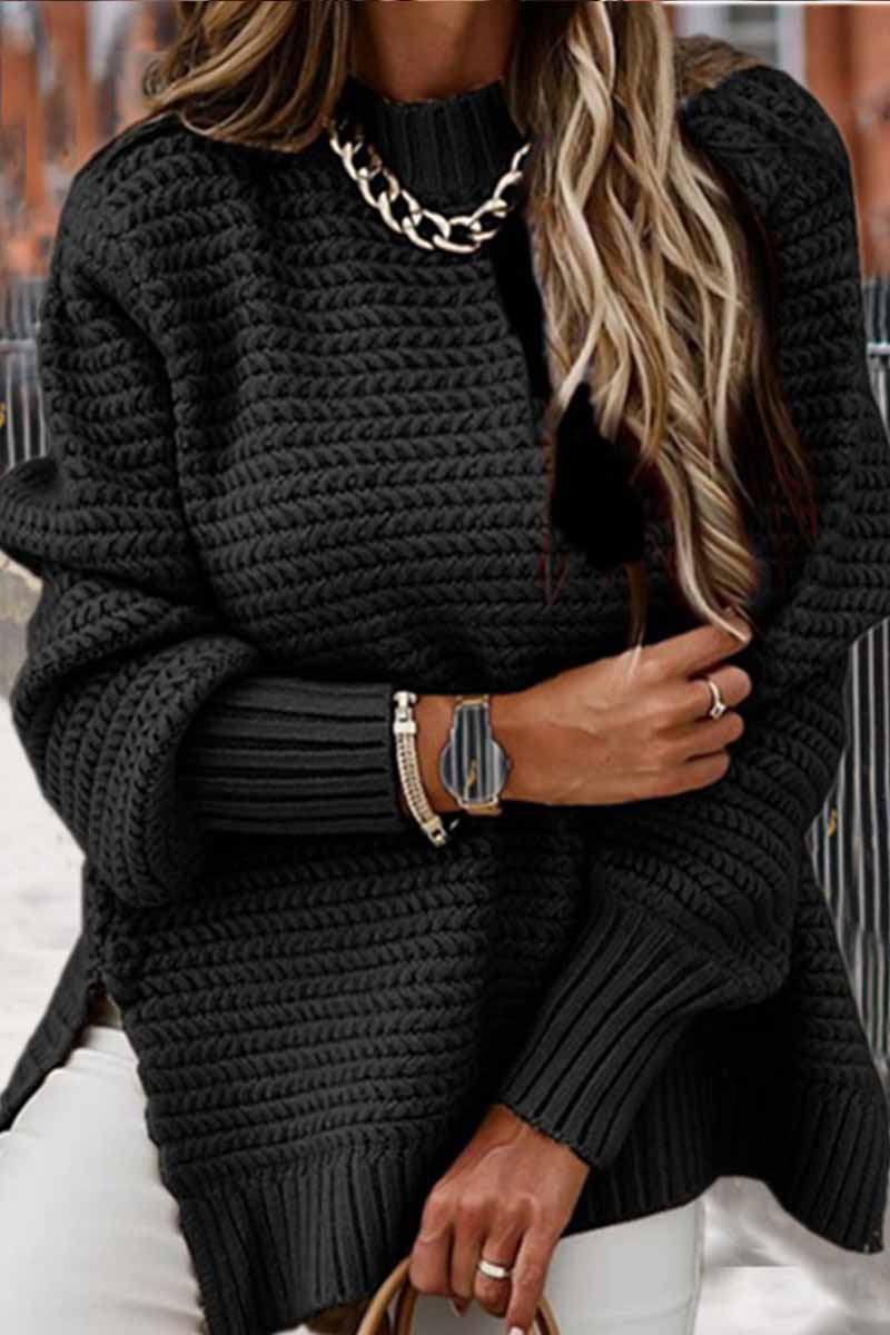 Half-high Neck Drawstring Knit Sweater