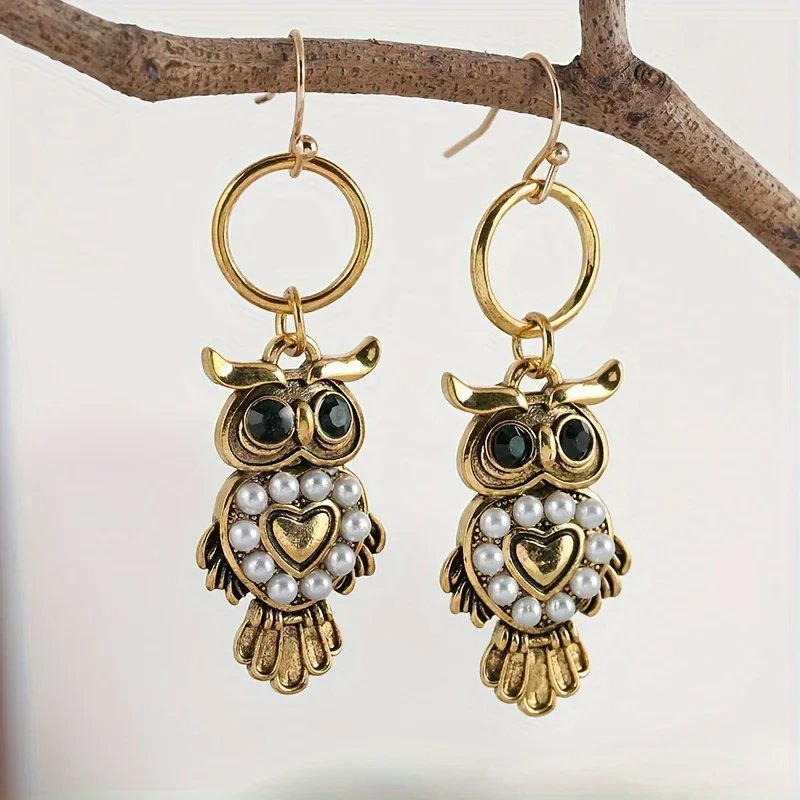 Vintage Pearl Owl Earrings