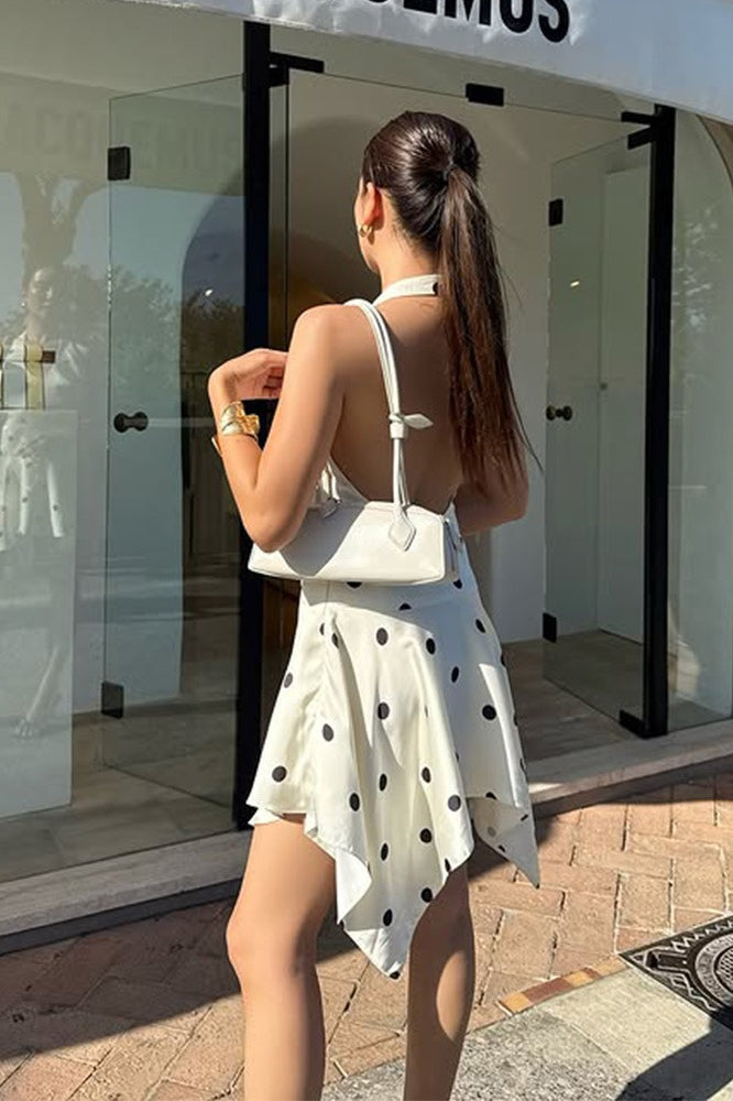 Halter C-neck Backless A-line Mini Dress