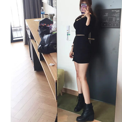 Korean Style Black Package Hip Skirts Irregular Hem Pencil Micro Mini Skirt Slim Party Skirts