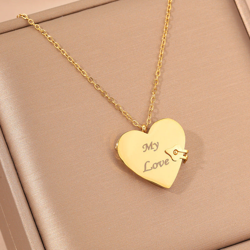 Gold Heart Locket Necklace