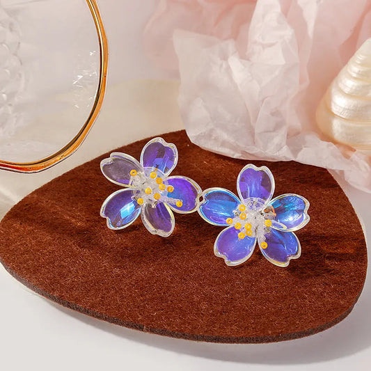 Violet Flower Earrings