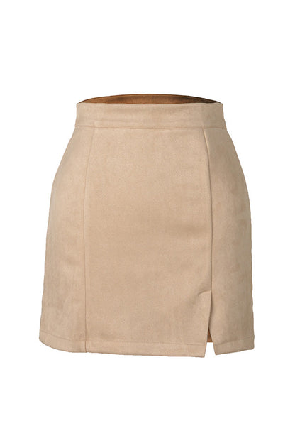 High-waist Zipper Autumn and Winter A-line Color Skirt