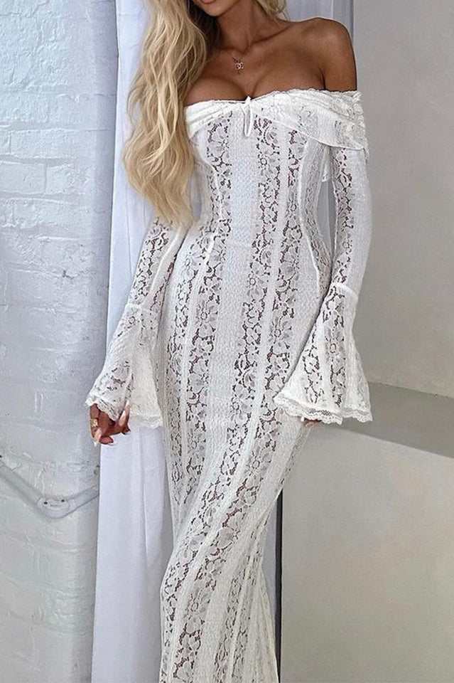Belle Lace Off Shoulder Maxi Dress