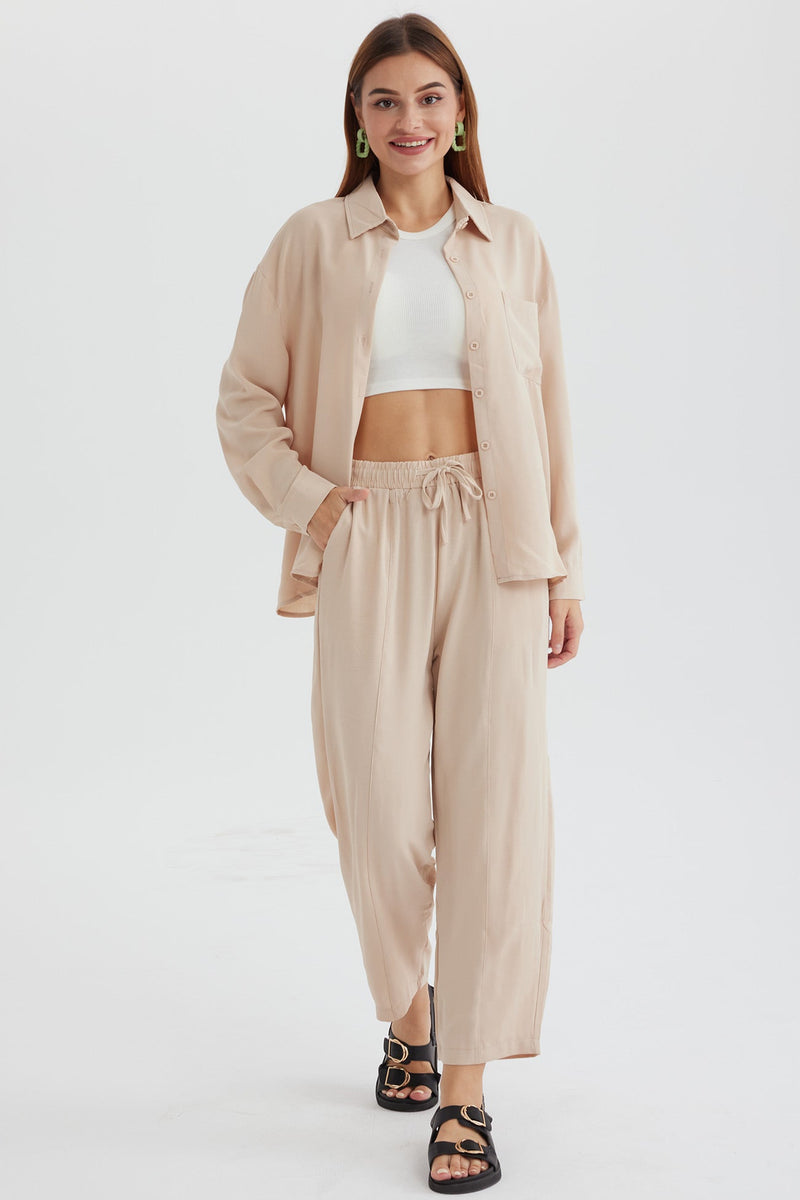 Long Sleeve Color Shirt Long Pants Set