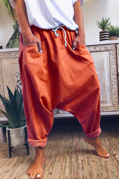Drawstring Waist Hippie Harem Pants