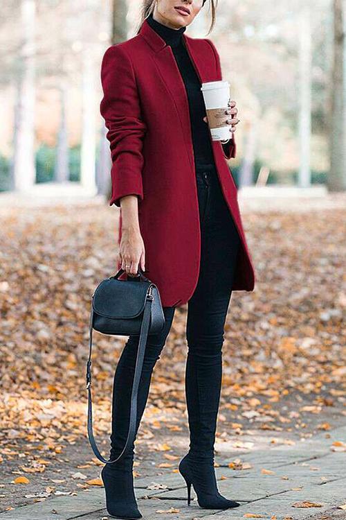 Rosamary Stand Collar Open Front Cardigan