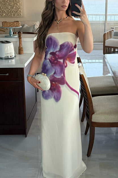 Moxidress Strapless Print Maxi Dress