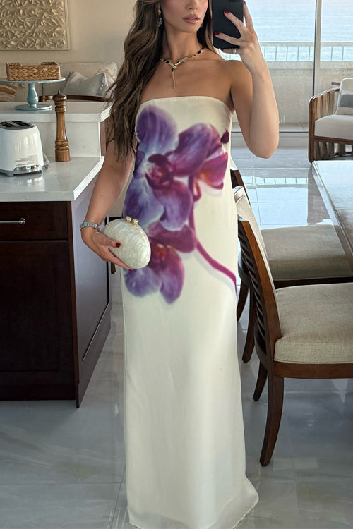 Strapless Print Maxi Dress