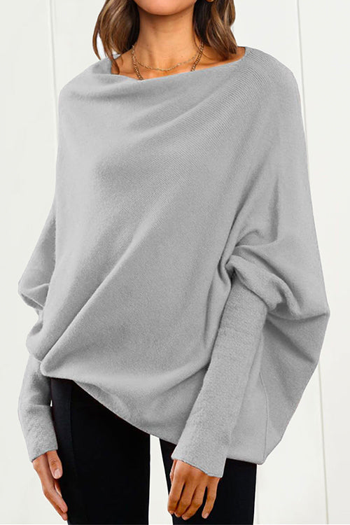 Moxidress Batwing Sleeves Slouchy Knit Sweater