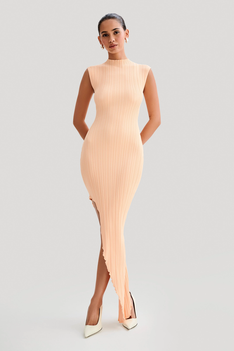 Asymmetrical Rib Knit Maxi Dress