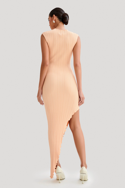 Asymmetrical Rib Knit Maxi Dress
