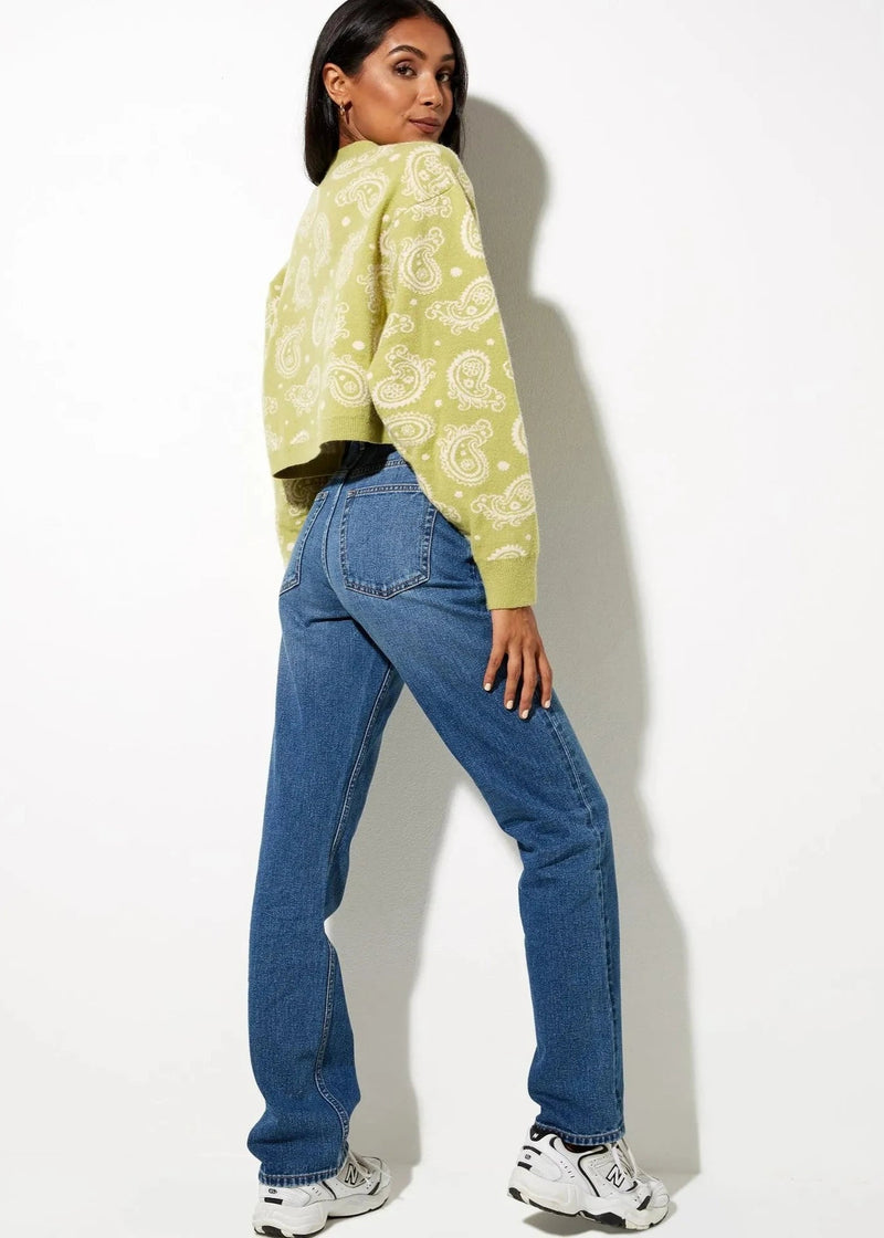 Sky Blue Zebra Print Knit Cardigan - Soft Button-up Sweater