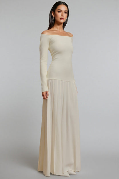Waldend Knit Off Shoulder Maxi Dress