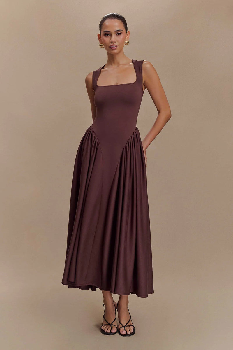 Sharon Midi Dress - Cacao Brown