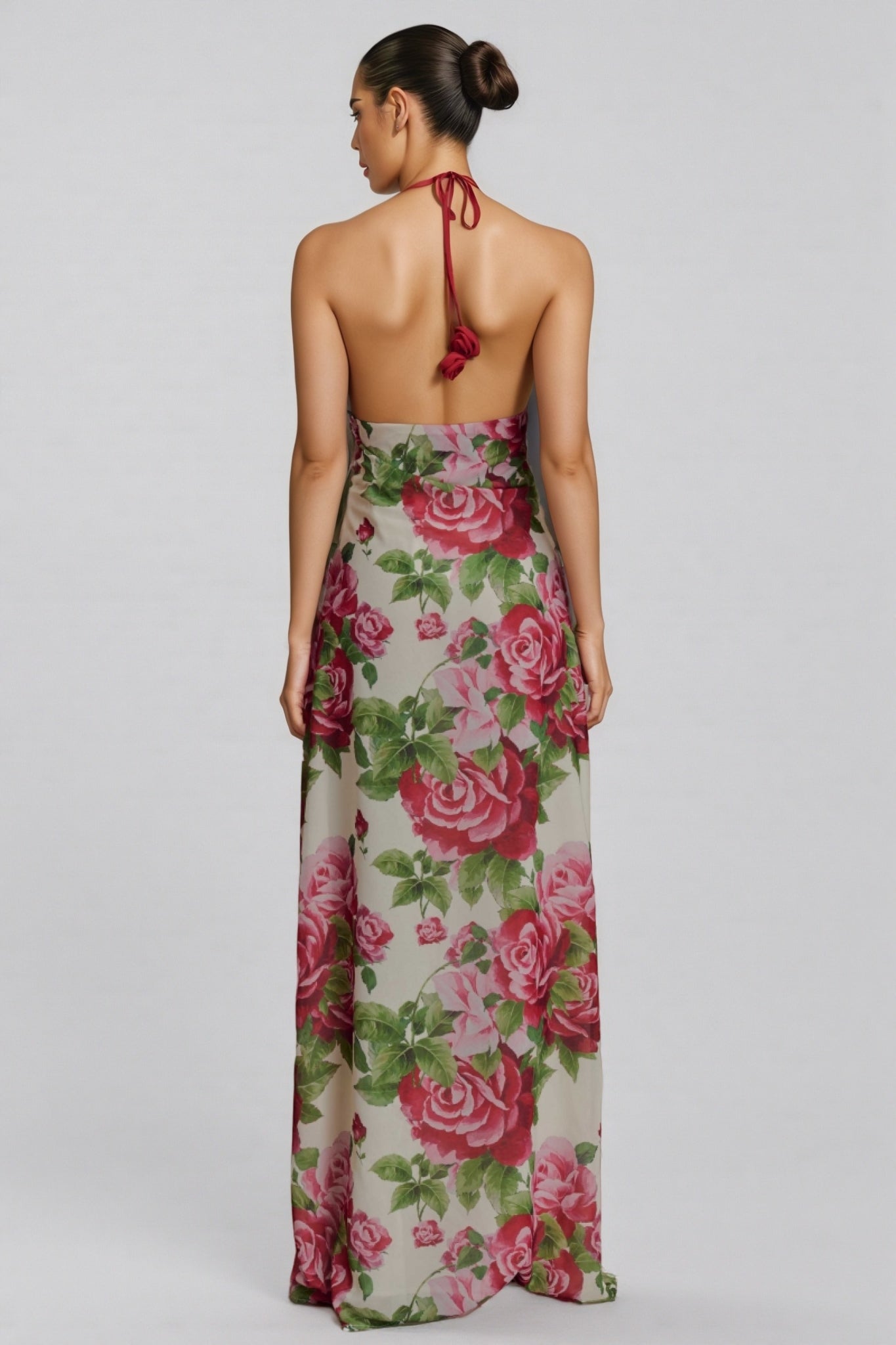 Ysraela Cowl Neck 3d Maxi Dress