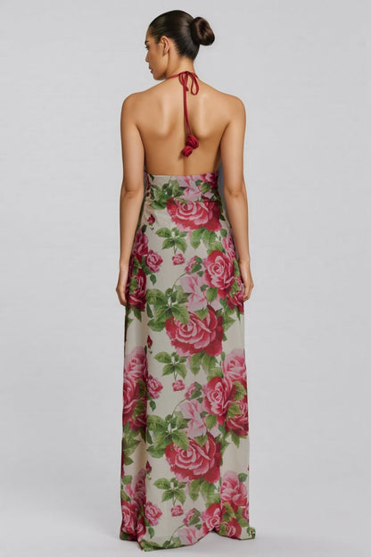 Ysraela Cowl Neck 3d Maxi Dress