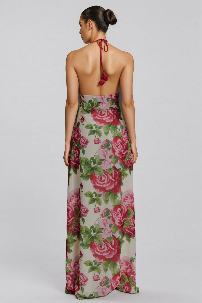 Ysraela Cowl Neck 3d Maxi Dress
