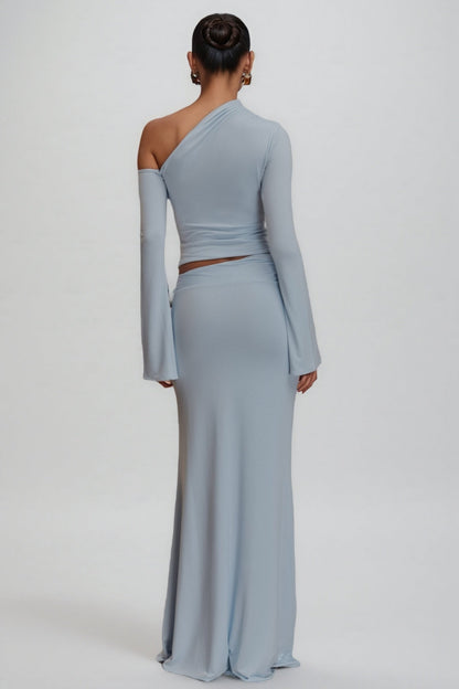 Scarle Blue 3d Flower Maxi Dress Set