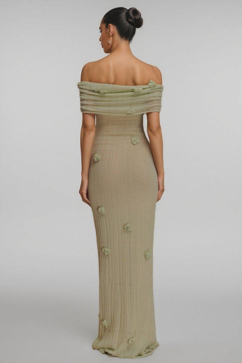 Ulrica Green Orchid Knit Maxi Dress