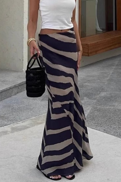 High-waist Zebra Maxi Skirt