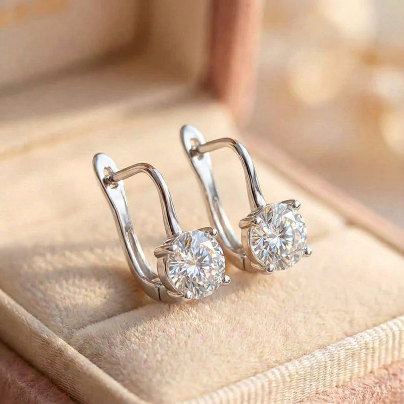 Classic Crystal Hoop Silver Earrings
