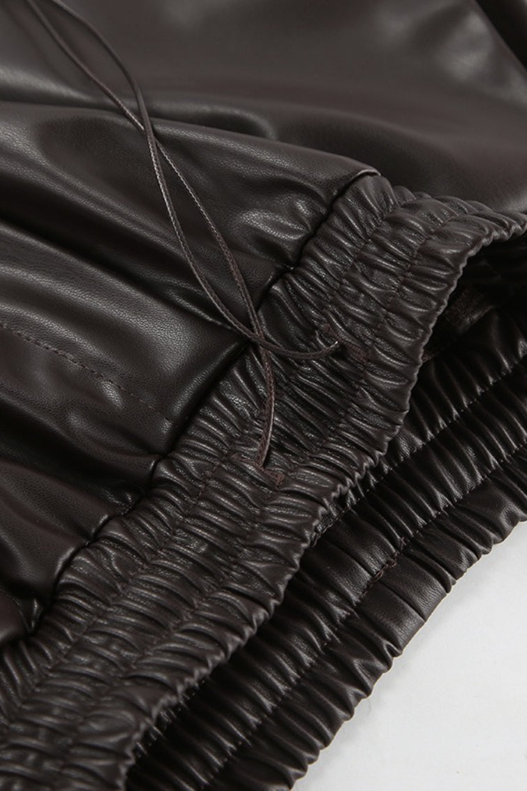 Fleece High Waist Straight Pants