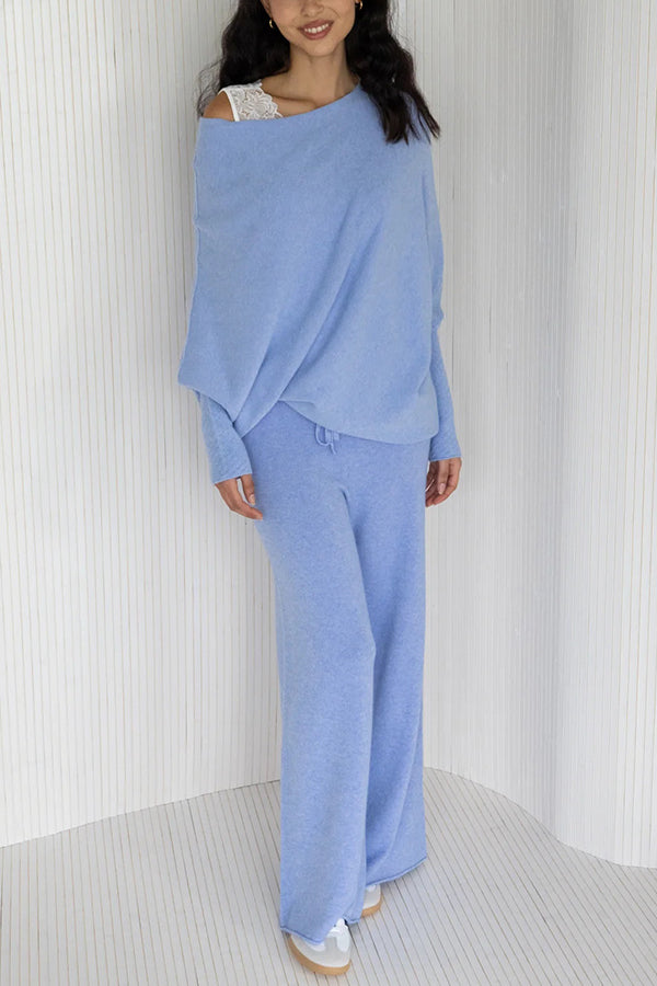 Color Round Neck Long Sleeve Loose Knitted Sweater