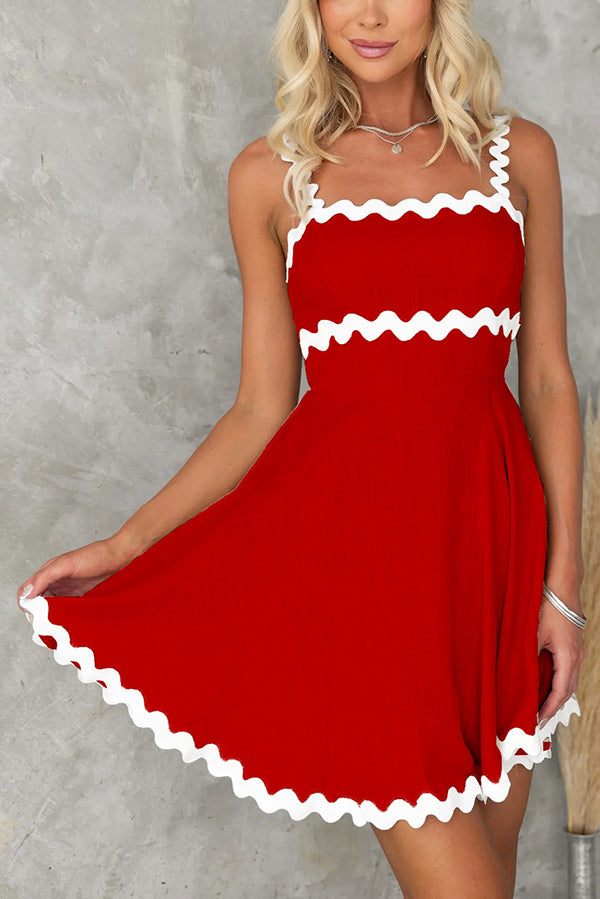 Aimie Color Wavy Lace Suspender Mini Dress