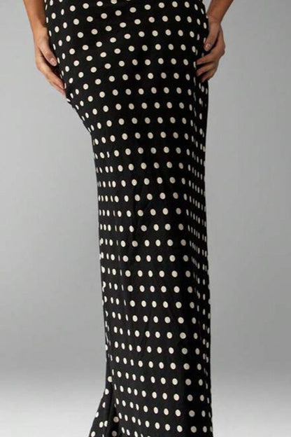 Polka Dot Slim Midi Skirt