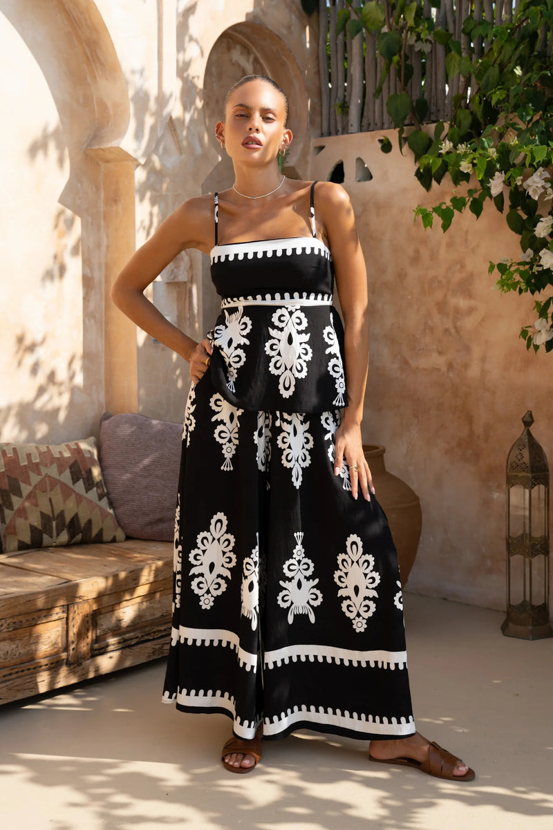 Pankh Hadley Fitted Printed Cami Top and Pant Two-piece Set